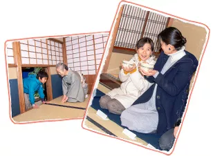 茶室でお茶とお菓子を楽しむ